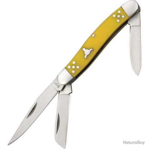 Couteau Cattleman's Cutlery Brahma Angus Stockman Manche Delrin Jaune Slipjoint CC0001YD