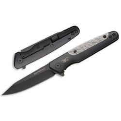 Couteau Pliant Browning Tie Fork Lame Acier D2 Manche Inox Titane Framelock Flipper BR0472
