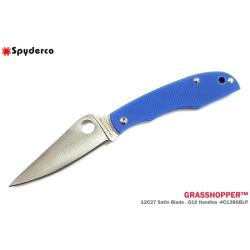 Couteau Pliant Spyderco Grasshopper Lame Acier 12C27 Manche G10 Bleu Slip Joint SC138GBLP