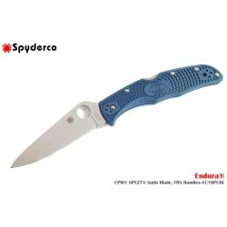 Couteau Spyderco Endura 4 Lame Acier CPM SPY27 Manche FRN Bleu Cobalt Back Lock Japon SC10PCBL