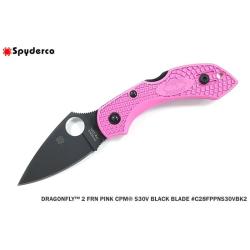 Couteau Spyderco Dragonfly 2 Pink Heal Lame Acier S30V Manche FRN Back Lock Japon SC28FPPNS30VBK2