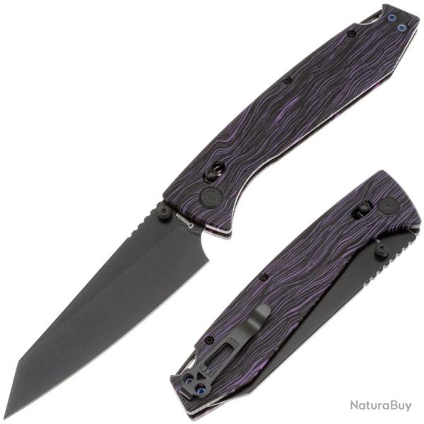 Couteau Daggerr Alligator Lame Acier MagnaCut PVD Manche G10 Violet X-Lock Thumb Stud DGRFM81TPRBK
