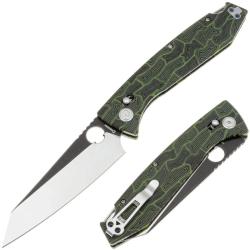 Couteau Daggerr Alligator Lame Acier MagnaCut Deux Tons Manche G10 Vert X-Lock Thumb DGRFM81DGRBW