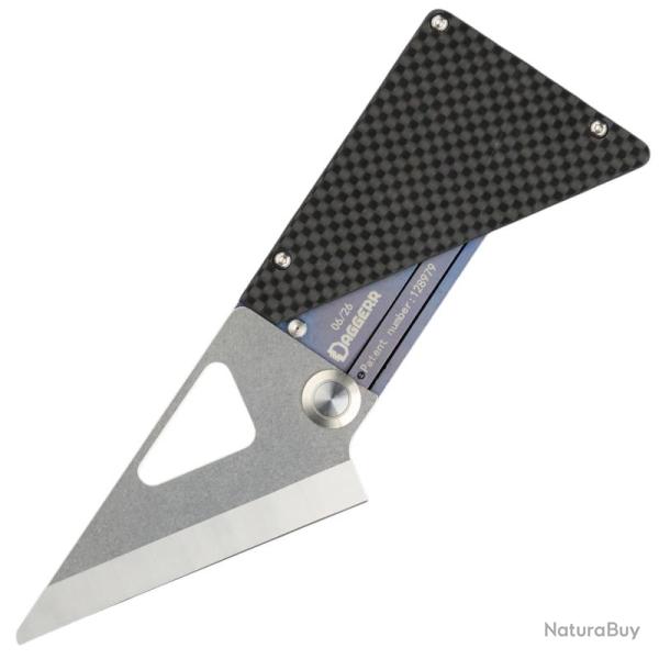 Couteau Daggerr CardKnife Lame Acier VG-10 Manche Titane Carbon Fiber Bleu Frame Lock DGRCRDKNF