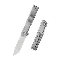 Couteau Pliant KB Yondu Lame Acier M390 Manche Titane Gris Double Detent KUB420A