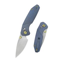 Couteau Pliant KB Aero Lame Acier M390 Manche Titane Bleu Crossbar Lock KUB488B