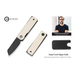 Couteau Pliant Civivi Kukei Lame Noire Acier Nitro-V Manche G10 Ivoire Linerlock CIVC250363