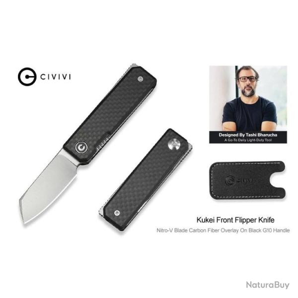 Couteau Pliant Civivi Kukei Lame Acier Nitro-V Manche Carbone Fibr� Noir Linerlock CIVC250364