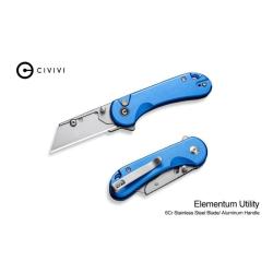 Couteau Utilitaire Civivi Elementum Utility Lame Acier 6Cr13 Manche Aluminium Bleu CIVC23039B2