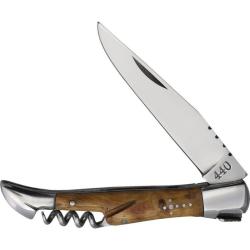 Couteau Pliant Baladeo Laguiole Tire-Bouchon Lame Acier 440 Manche Olivier Slip Joint BALDUB1045