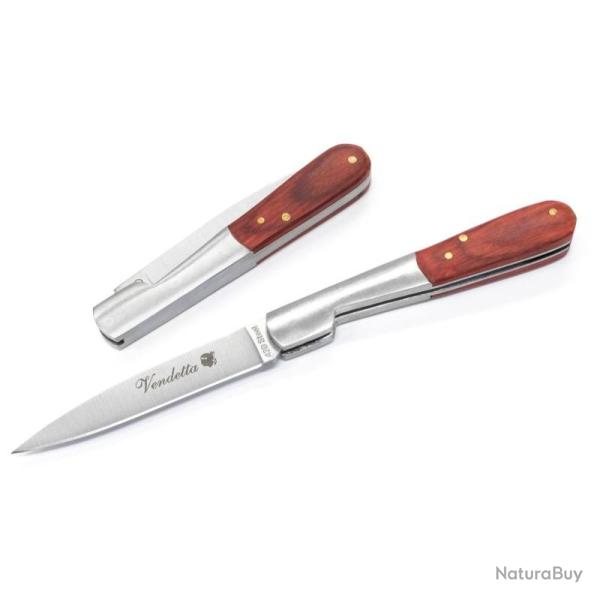 Lot de 3 Couteau Pliant Albainox Vendetta Lame Acier 420 Manche M�tal et Bois Slip Joint ABX10509