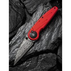 Couteau Civivi Starflare Lame Acier Damas Manche Aluminium Wharncliffe Button Lock CIVC23052DS1