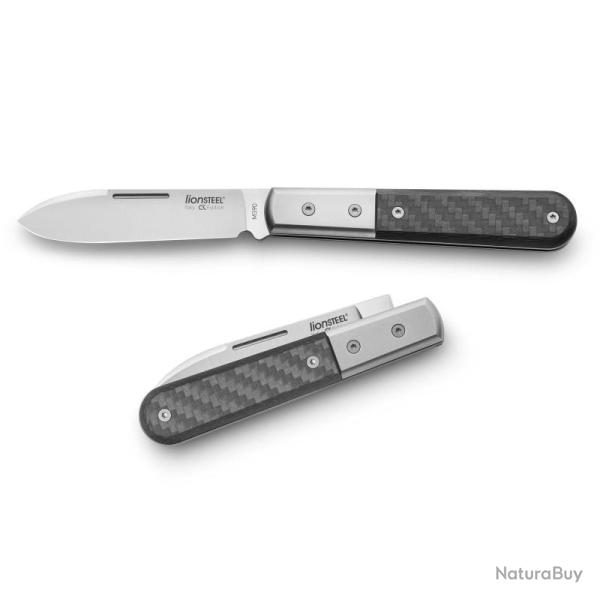 Couteau LionSteel Barlow Roundhead Lame Acier M390 Manche Carbone Slipjoint Italie LSTCK0111CF