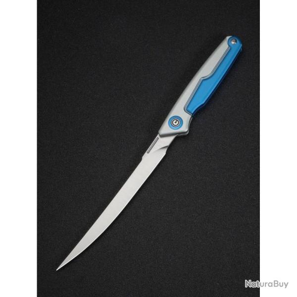 Couteau Pliant Civivi Shawka Lame Acier Sandvik 14C28N Manche Aluminium Bleu Liner Lock CIVC22029B2