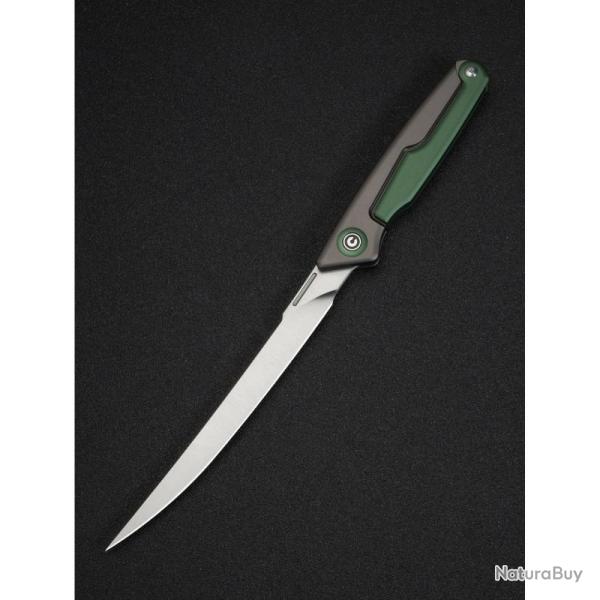 Couteau Pliant Civivi Shawka Lame Acier Sandvik 14C28N Manche Aluminium Vert Liner Lock CIVC22029B3