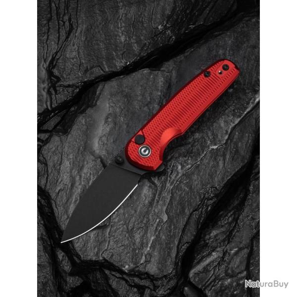 Couteau Civivi Mini Shakan Lame Acier Nitro-V Manche Aluminium Ripple Rouge Button Lock CIVC20052F2