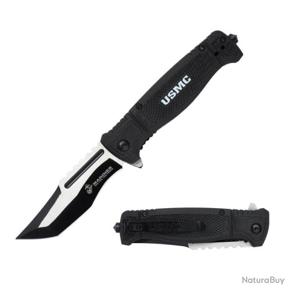 Couteau Pliant USMC M-A3005BK Lame Acier 3Cr13 Manche Nylon Liner Lock USMA3005BK