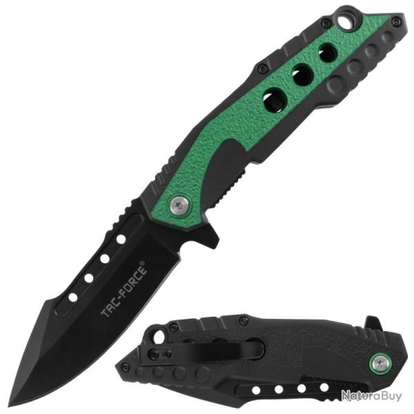Couteau Tac Force TF-2021GN Lame Acier 3Cr13MoV Manche Aluminium Noir/Vert Liner Lock TF2021GN