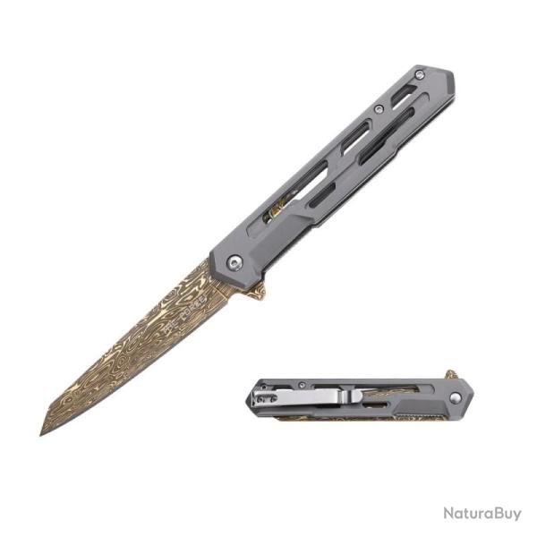 Couteau Pliant Tac Force TF-2010GY Lame Acier 3Cr13MoV Manche Aluminium Gris Liner Lock TF2010GY