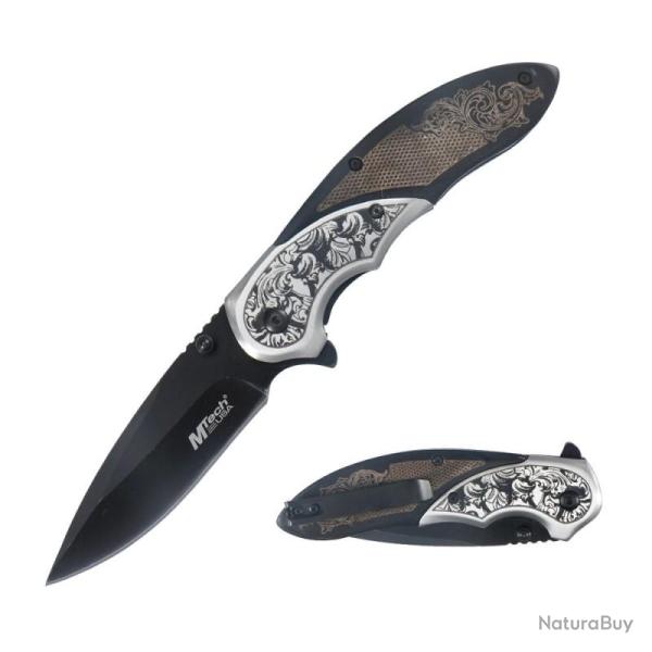 Couteau Pliant Mtech MT-A2006BB Lame Acier 3Cr13MoV Manche Bois Noir Liner Lock MTA2006BB
