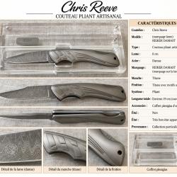 Chris Reeve - couteau pliant titane & lame damas Reiker - coffret plexiglas - collection