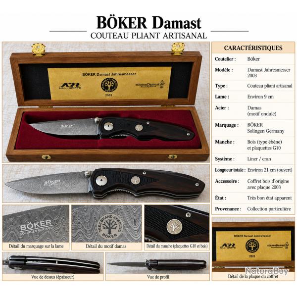 B�ker Damast Jahresmesser 2003 - n�156/999 - Damas - coffret d'origine
