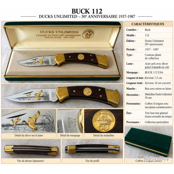 Buck 112 Ducks Unlimited - 50e anniversaire 1937-1987 - coffret d'origine