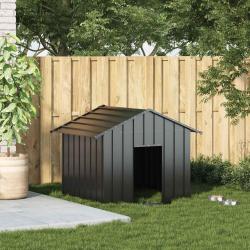 Niche pour chien avec toit, en acier galvanis&eacute;, noire, pour le jardin, 131 &times; 101 &times; 102 cm