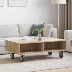 Table d'appoint avec roues, ch&ecirc;ne, pour le salon, 90 &times; 50 &times; 30 cm