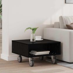 Table d'appoint avec roues, ch&ecirc;ne noir, pour le salon, 50,5 &times; 50 &times; 30 cm