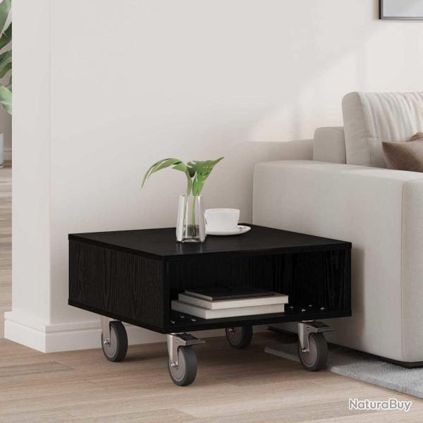 Table d'appoint avec roues, ch�ne noir, pour le salon, 50,5 � 50 � 30 cm