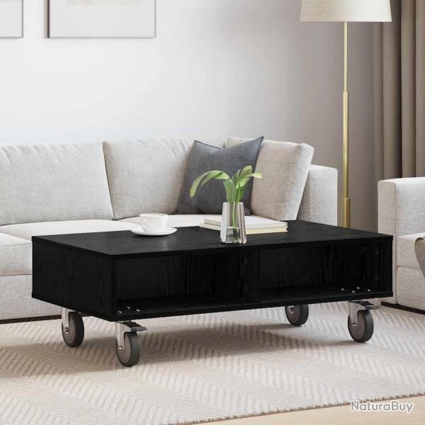 Table d'appoint avec roues, ch�ne noir, pour le salon, 90 � 50 � 30 cm