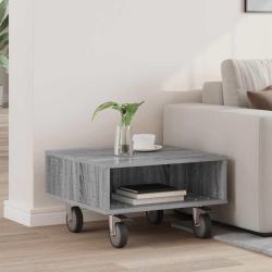 Table d'appoint avec roues, grise, pour le salon, 50,5 &times; 50 &times; 30 cm