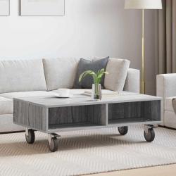 Table d'appoint avec roues, grise, pour le salon, 90 &times; 50 &times; 30 cm