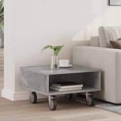 Table d'appoint avec roues, gris b&eacute;ton, pour le salon, 50,5 &times; 50 &times; 30 cm