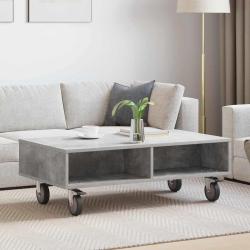 Table d'appoint avec roues, gris b&eacute;ton, pour le salon, 90 &times; 50 &times; 30 cm