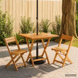 Table pliante, naturelle, pour le jardin, 90 &times; 90 &times; 75 cm