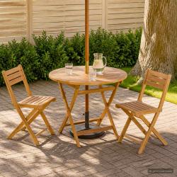Table pliante, naturelle, pour le jardin, &Oslash; 90 &times; 75 cm