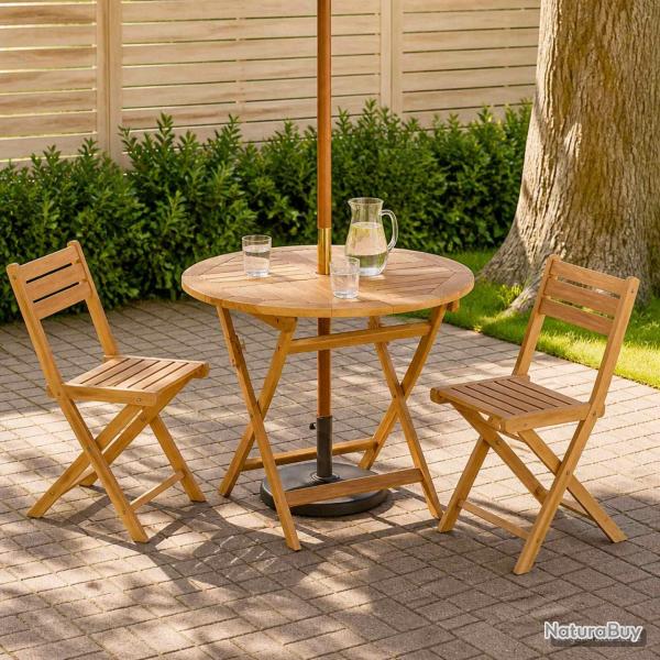 Table pliante, naturelle, pour le jardin, � 90 � 75 cm