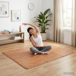Tapis de sol de piscine, 6 pi&egrave;ces, mousse EVA, bois, 4,32 m&sup2;
