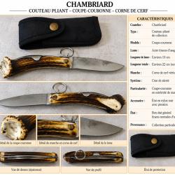 CHAMBRIARD - COUTEAU PLIANT EN BOIS DE CERF - 10 CM
