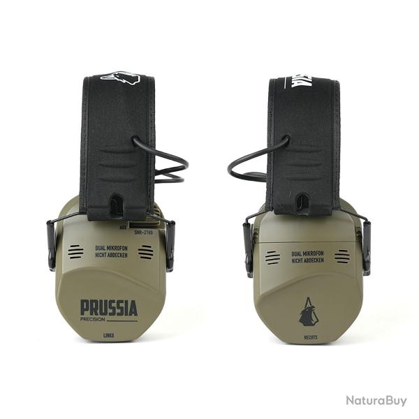 casque prussia Electronic Shooting Earmuffs - Dual Microphone & Gel Pads anti-bruit