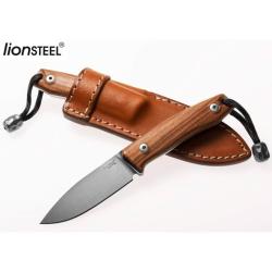 Couteau Fixe LionSteel M1 Lame Acier M390 Manche Bois Santos &Eacute;tui Cuir Perle Titane Italie LSTM1ST