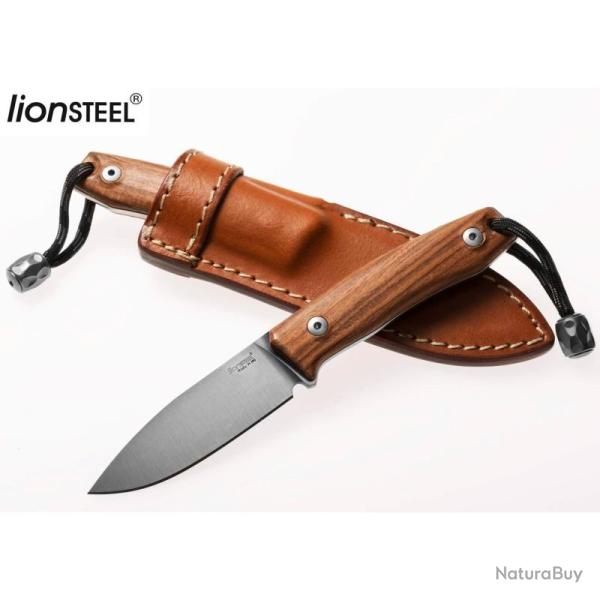 Couteau Fixe LionSteel M1 Lame Acier M390 Manche Bois Santos �tui Cuir Perle Titane Italie LSTM1ST