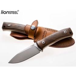 Couteau Fixe LionSteel M4 Lame Acier M390 Manche Bois de Noyer &Eacute;tui Cuir Bushcraft Italie LSTM4WN