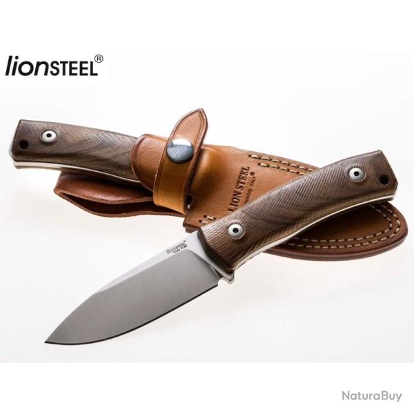 Couteau Fixe LionSteel M4 Lame Acier M390 Manche Bois de Noyer �tui Cuir Bushcraft Italie LSTM4WN