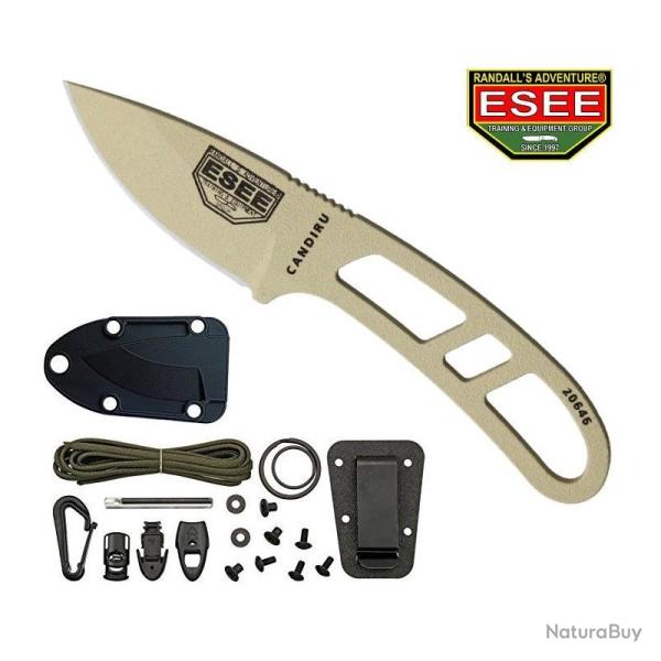 Couteau ESEE Candiru Kit de Survie Lame Acier 1095 Manche Squelette �tui Rigide ESCANDTKIT
