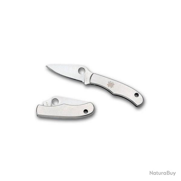 Couteau Pliant Spyderco Bug Lame Acier 3Cr13 Manche Acier Inoxydable Slip Joint SC133P