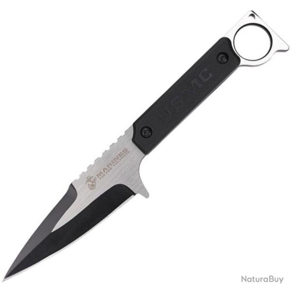 Couteau Fixe USMC Shadow Spear Lame Acier 3Cr13 Manche FRN Anneau Doigt �tui USMFIX3005BK