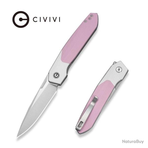 Couteau Pliant Civivi Brr15 Light Lame Acier Nitro-V Manche G10 Blanc/Rose liner lock CIVC250633